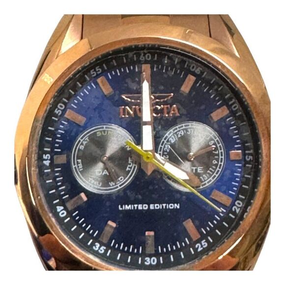 Invicta Poseidon 100M Limited Edition 14711 Rose Gold Watch Blue Dial Chronograp - Picture 9 of 10